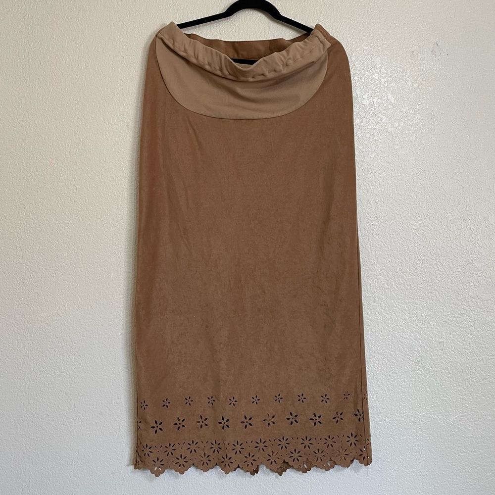 Womens Tan Maternity Long Skirt